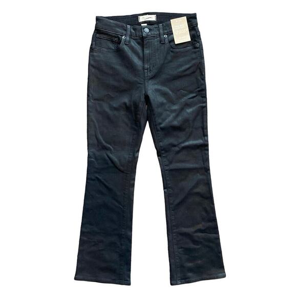 NWT Madewell Kick Out Crop Jeans in True Black Wash: Coated Edition Size 26 - Picture 5 of 8